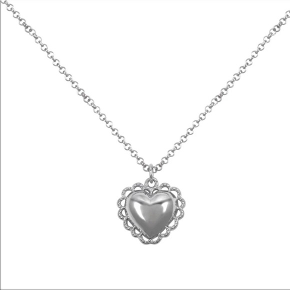 925 STERLING SILVER LACE HEART NECKLACE, NICE NECKLACE, CUTE NECKLACE - Picture 6 of 6